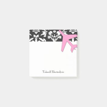 Gc Aviation Takeoff Pink Damask Post It© Post-it Notes by TheGreekCookie at Zazzle