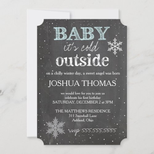 GC Baby Its Cold Outside Winter Birthday Boy Invitation
