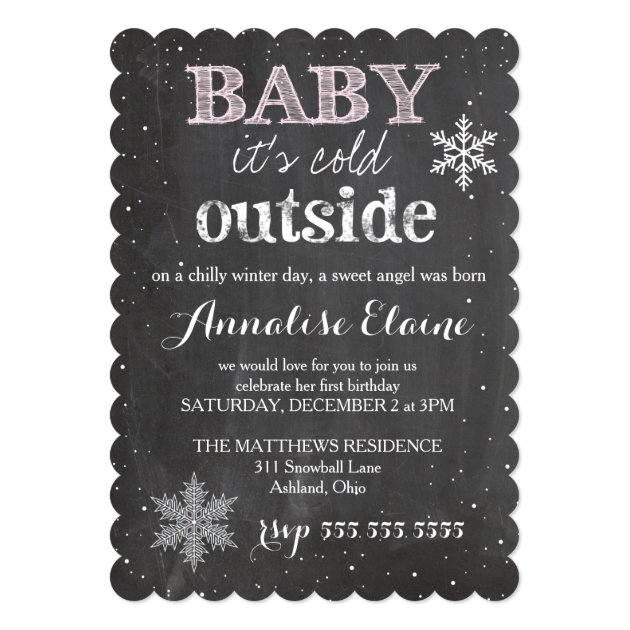 GC Baby It's Cold Outside Winter Birthday Invitation
