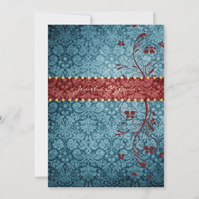 GC | Bejeweled Turquoise & Red Invitation (Front)