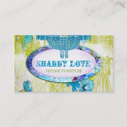 GC Blue Lime Aqua Shabby Love Business Card