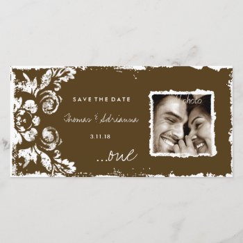 Gc | Brown Vintage Damask Save The Date by TheGreekCookie at Zazzle