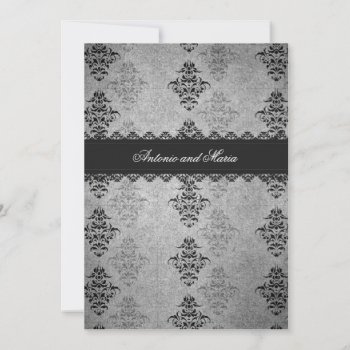 Gc | Charcoal Gray Vintage Glam Invitation by TheGreekCookie at Zazzle