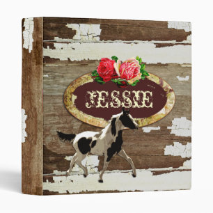 GC Chipped Paint Horse Yellow Name Plate Binder