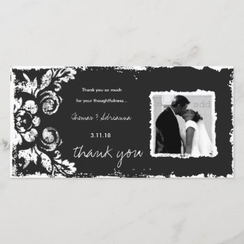 Gc | Deep Gray Vintage Damask Thank You by TheGreekCookie at Zazzle