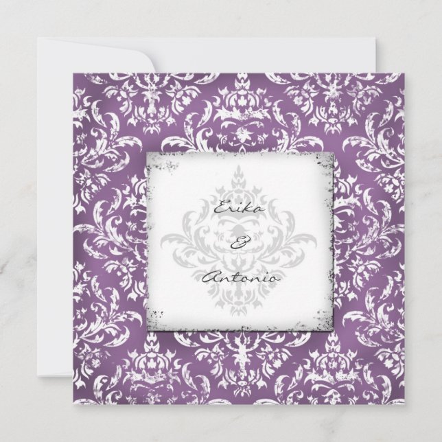 GC | Erika Vintage Damask-Eggplant Invitation (Front)