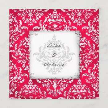 Gc | Erika Vintage Damask-red Invitation by TheGreekCookie at Zazzle
