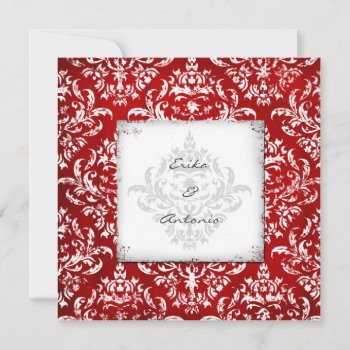 Gc Erika Vintage Damask Ruby Red Invitation by TheGreekCookie at Zazzle