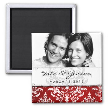 Gc | Erika Vintage Damask Save The Date-red Magnet by TheGreekCookie at Zazzle