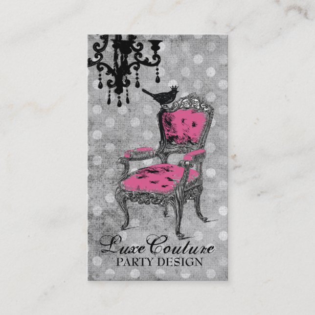 GC | Fabulously French Gray Dots Business Card (Front)