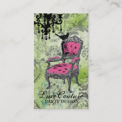 GC | Fabulously French Lime Damask Business Cards