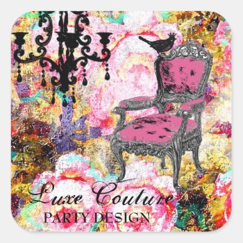 Gc Fabulously French Shabby Rose Square Sticker by TheGreekCookie at Zazzle