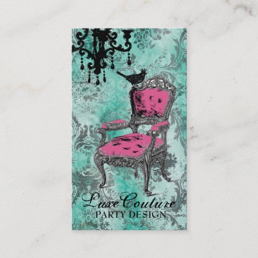 Customizable GC Fabulously French Turquoise Damask Business Card