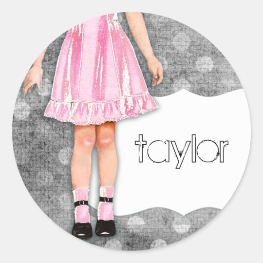 GC | Girly Girl Doll Pink Classic Round Sticker