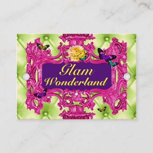 GC Glam Wonderland Pink Lime Tuft Business Card Templates