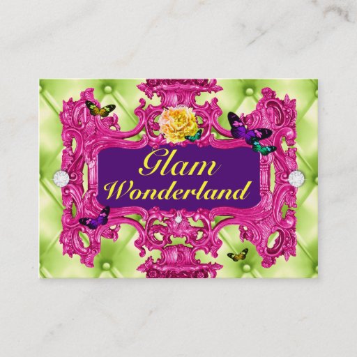 Customizable GC Glam Wonderland Pink Lime Tuft Business Card Templates