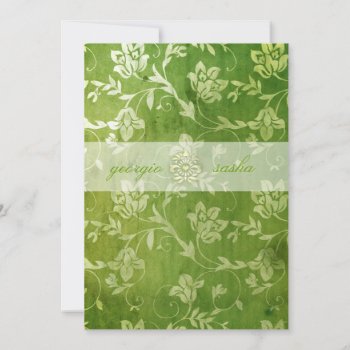 Gc | Gorgeous Green Floral Vintage Invitation by TheGreekCookie at Zazzle