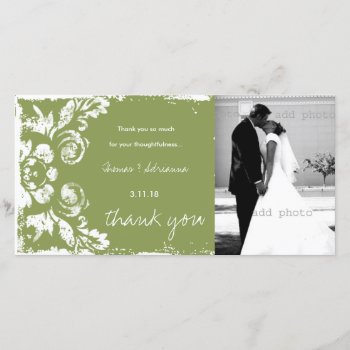 Gc | Green Vintage Damask Thank You by TheGreekCookie at Zazzle