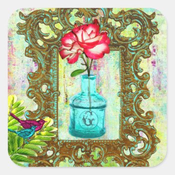 Gc | Greenhouse Chic Square Sticker by TheGreekCookie at Zazzle
