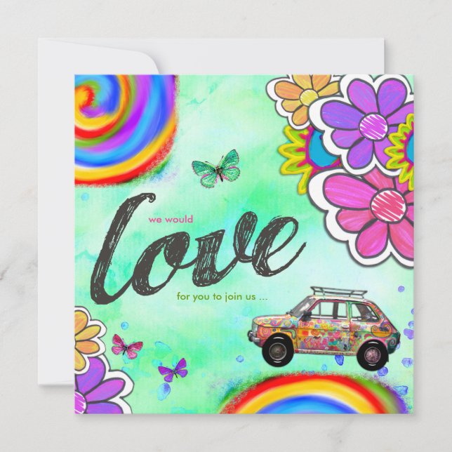 GC Hippy Tie Dye Invite Blue (Front)