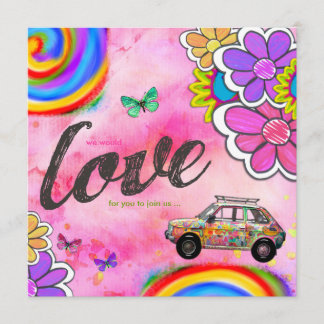 GC | Hippy Tie Dye Invite Pink
