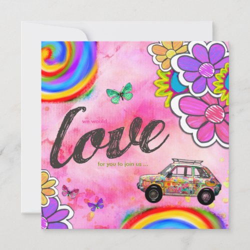 GC | Hippy Tie Dye Invite Pink