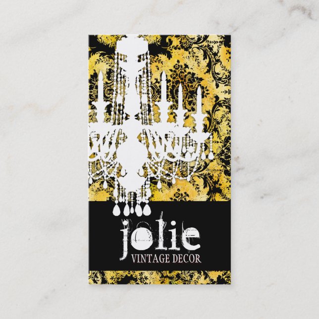 GC | Jolie Chandelier Bee Damask Business Card (Front)