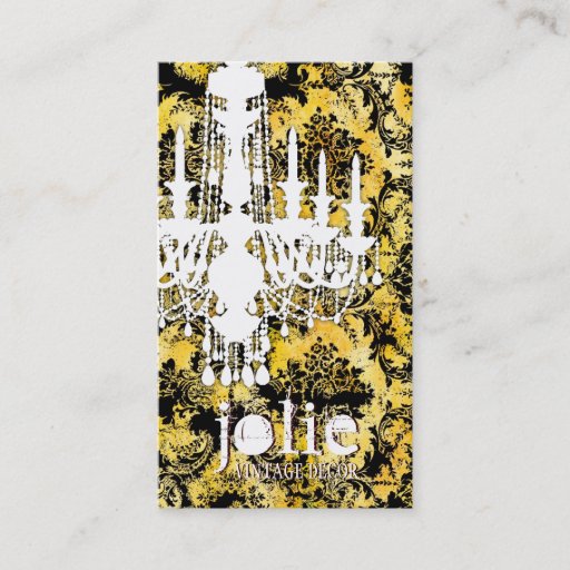 Customizable GC | Jolie Chandelier Bee Damask Business Card Template