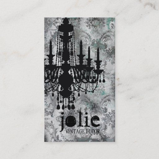 Customizable GC | Jolie Chandelier Gray Damask Business Card Templates