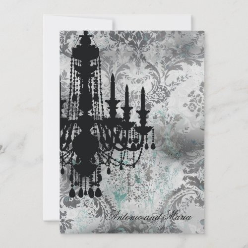 GC | Jolie Chandelier Grey Damask Invitations