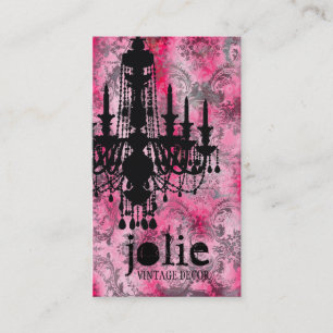 GC Jolie Chandelier Pink Gray Damask Business Card
