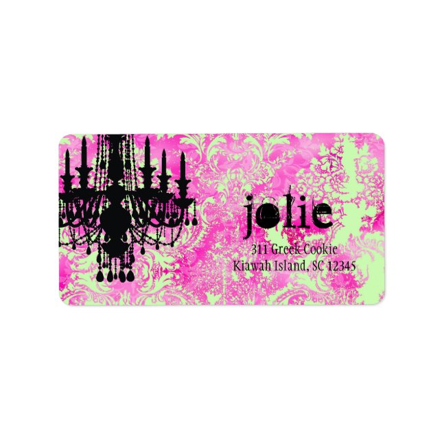 GC | Jolie Chandelier Pink Lime Damask Label (Front)