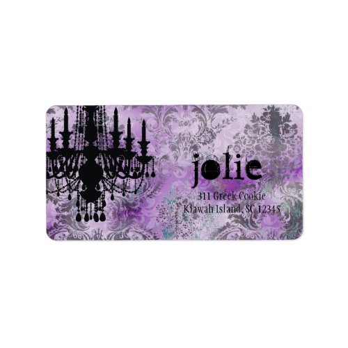 GC  Jolie Chandelier Purple Gray Damask Label