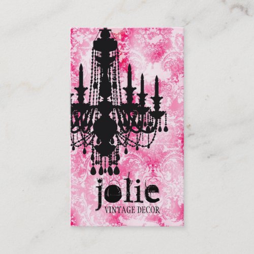 GC Jolie Chandelier White Pink Damask Business Card