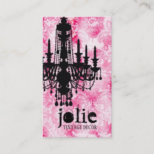 Customizable GC Jolie Chandelier White Pink Damask Business Cards
