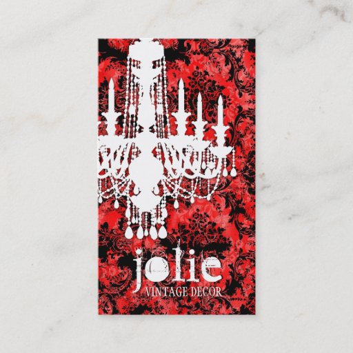 Customizable GC Jolie Red Liquorice Damask Business Card