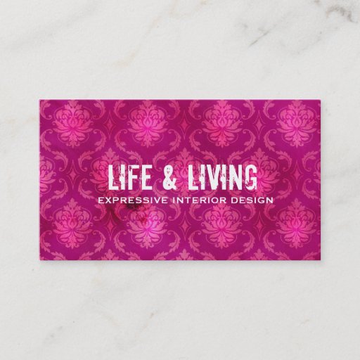 Customizable GC | Life &amp; Living Damask Hot Pink Business Cards