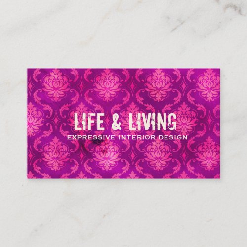 GC | Life &amp; Living Damask Pink N Purple Business Card