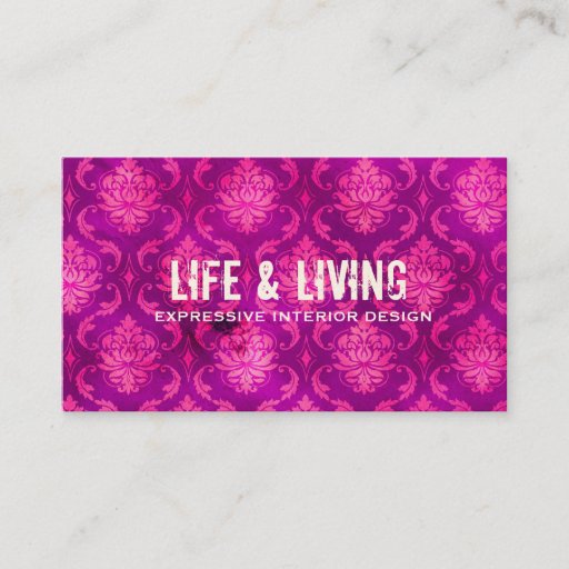 Customizable GC | Life &amp; Living Damask Pink N Purple Business Card