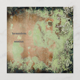 GC Lusciously Rustic Lime FlowerGolden Metallic Invitation