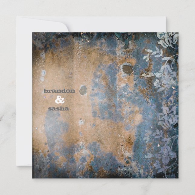 GC | Lusciously Rustic w/flower | Golden Metallic Invitation (Front)