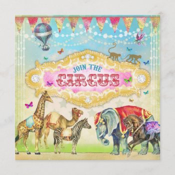 Gc Magical Join The Circus Vintage Girl Invite by TheGreekCookie at Zazzle
