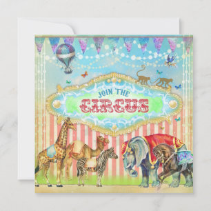 GC Magical Join the Circus Vintage Stripes Boy Invitation