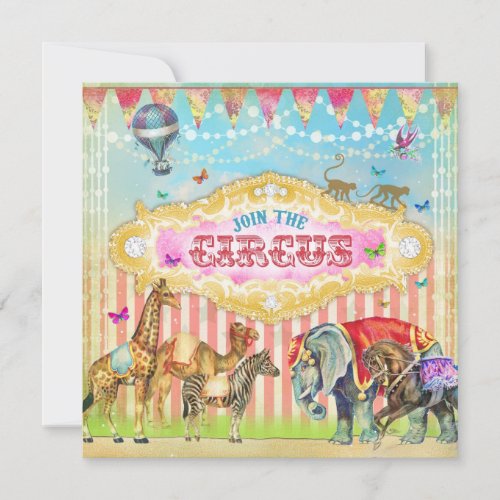 GC Magical Join the Circus Vintage Stripes Invite