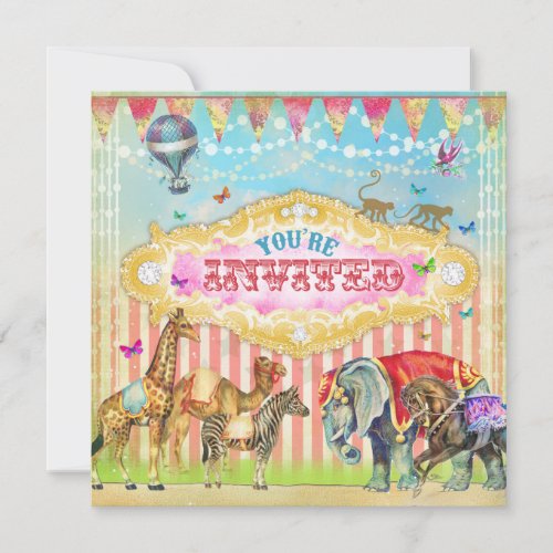 GC Magical Join the Circus Vintage Stripes Invite