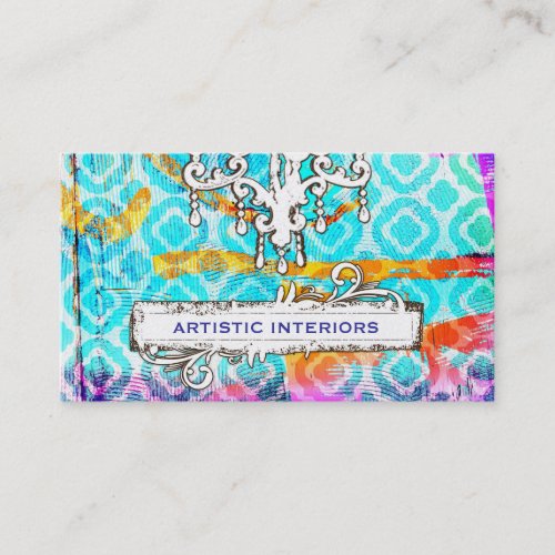 GC Modern Colorful Clover Grunge Wood Business Card