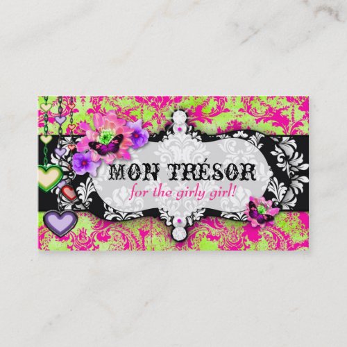 GC | Mon Trésor Hot Pink Lime Business Card Templates