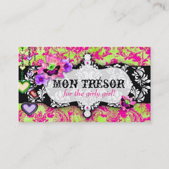 GC | Mon Trésor Hot Pink Lime Business Card (Front)