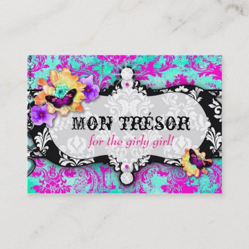 Customizable GC Mon Trésor Turquoise Pink Business Card