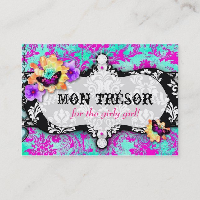 GC Mon Trésor Turquoise Pink Business Card (Front)